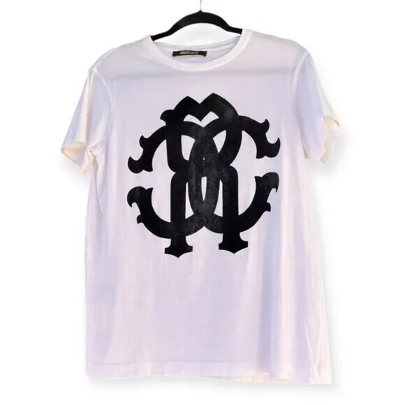 Roberto Cavalli Logo Monogram T-Shirt in White - Picture 5 of 6